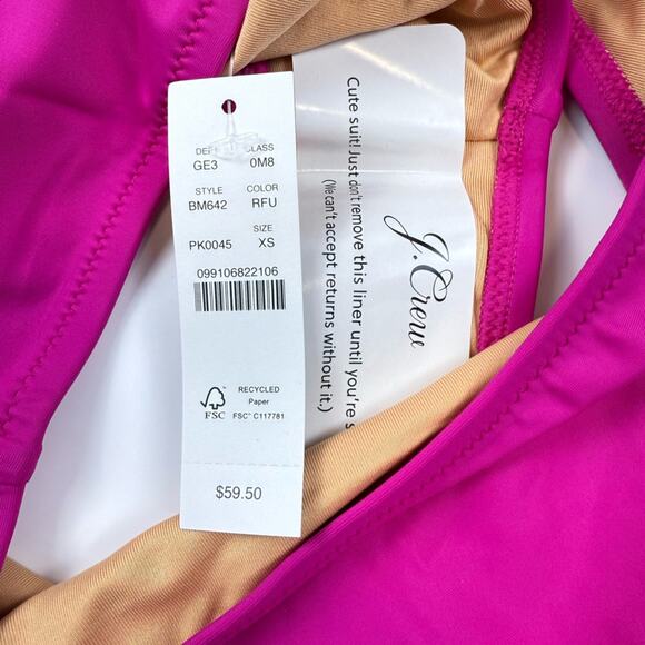 NWT J. Crew Bikini Bundle Radiant Fuscia Square Neck Top and 2 Bottoms Size XS - Picture 9 of 9